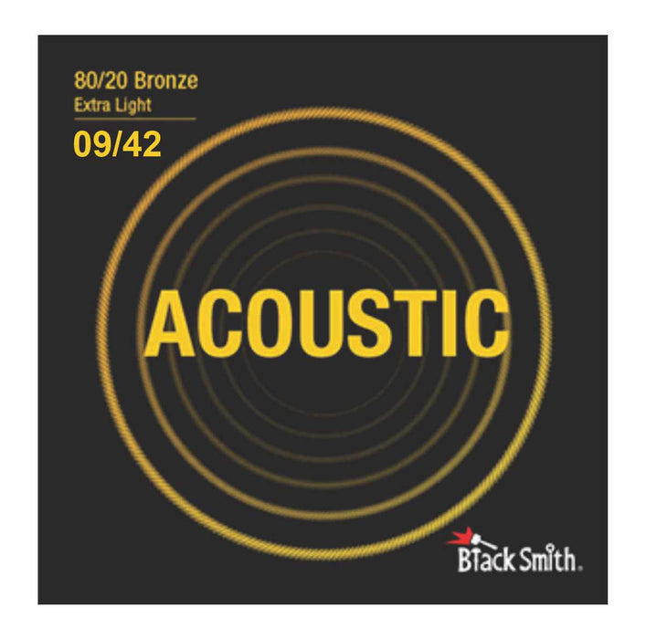 BLACKSMITH Acoustic 6 String Set, 80/20 Bronze - Custom Thin Light - 09-42 - AMERICAN RECORDER TECHNOLOGIES, INC.