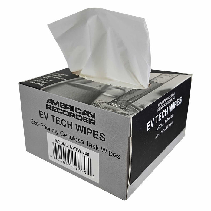 AMERICAN RECORDER Eco-friendly Cellulose EV TECH TASK WIPES - 4.2 inch x 7.6 inch, box of 280 - AMERICAN RECORDER TECHNOLOGIES, INC.