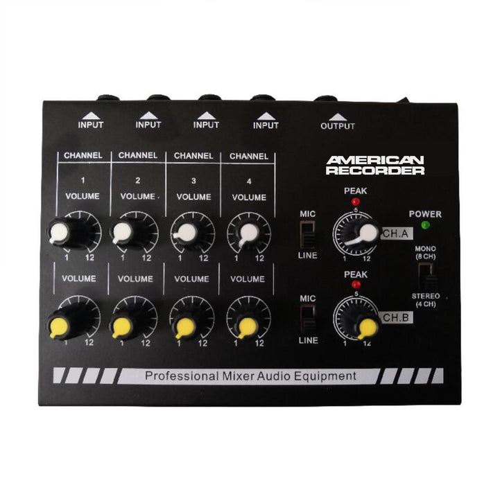 AMERICAN RECORDER 8 Channel, Battery Powered Mini Mixer - AMERICAN RECORDER TECHNOLOGIES, INC.