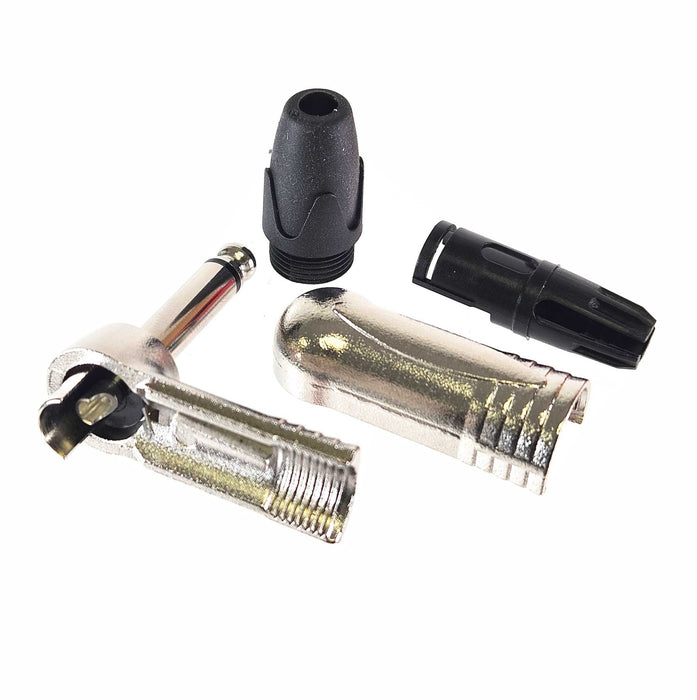 AMERICAN RECORDER Heavy Duty 1/4” TS Unbalanced Right Angle Solder Type Connector - Nickel Plated - AMERICAN RECORDER TECHNOLOGIES, INC.