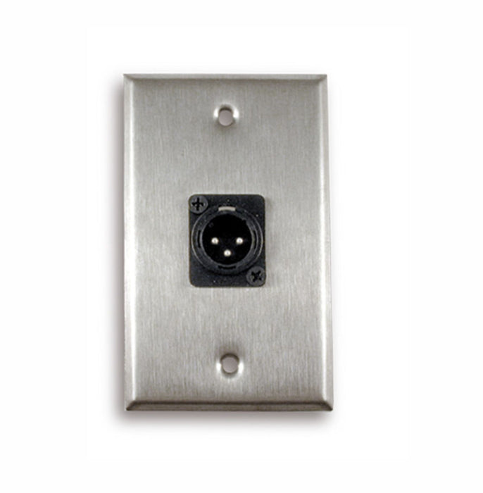 Single Gang Stainless Steel Wall Plate with XLR Male - AMERICAN RECORDER TECHNOLOGIES, INC.