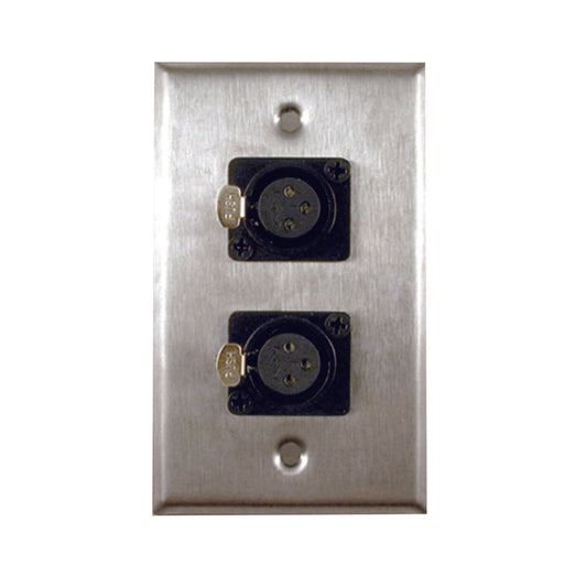 Single Gang Stainless Steel Wall Plates with Dual XLR Female - AMERICAN RECORDER TECHNOLOGIES, INC.