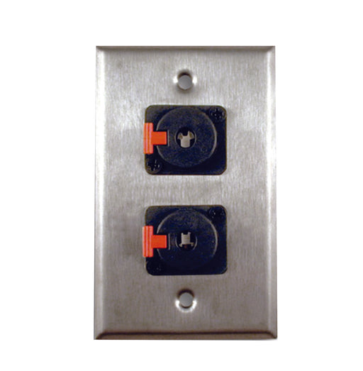 Single Gang Stainless Steel Wall Plate with Dual TRS Female - AMERICAN RECORDER TECHNOLOGIES, INC.
