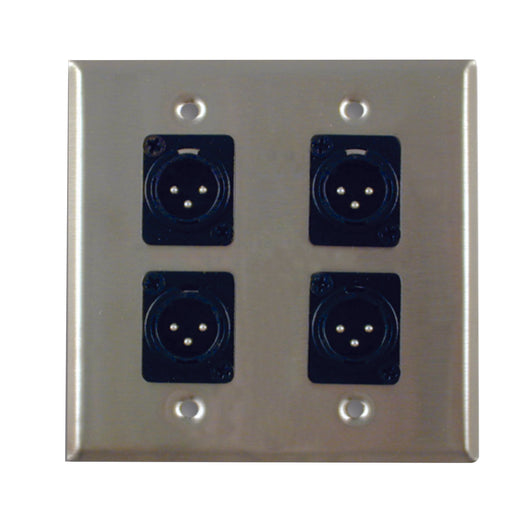 Dual Gang Stainless Steel Wall Plates with Four XLR Male - AMERICAN RECORDER TECHNOLOGIES, INC.