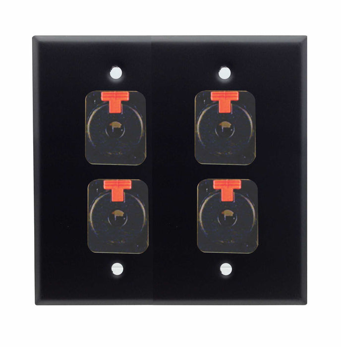Dual Gang Stainless Steel Wall Plates with Four TRS Female - AMERICAN RECORDER TECHNOLOGIES, INC.