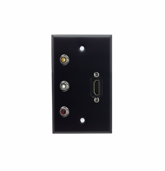 Single Gang HDMI + 3 RCA Stainless Steel Wall Plate - AMERICAN RECORDER TECHNOLOGIES, INC.
