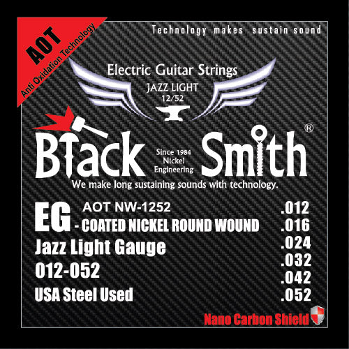 BLACKSMITH Electric 6 String Set, Nano-Carbon Coated Steel - Medium 012 - 052 - AMERICAN RECORDER TECHNOLOGIES, INC.