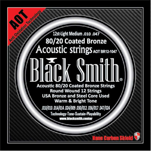 BLACKSMITH 80/20 Bronze Acoustic 12 String Set,  Nano-Carbon Coated - Light Medium 010 - 047 - AMERICAN RECORDER TECHNOLOGIES, INC.