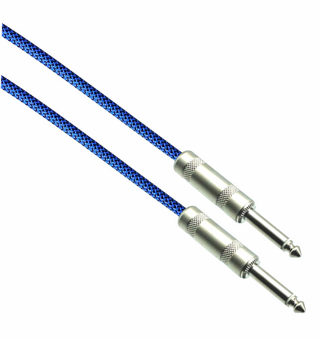 BLACK/NEON BLUE Designer Series Guitar  Cables - 1/4" Straight to Straight - AMERICAN RECORDER TECHNOLOGIES, INC.