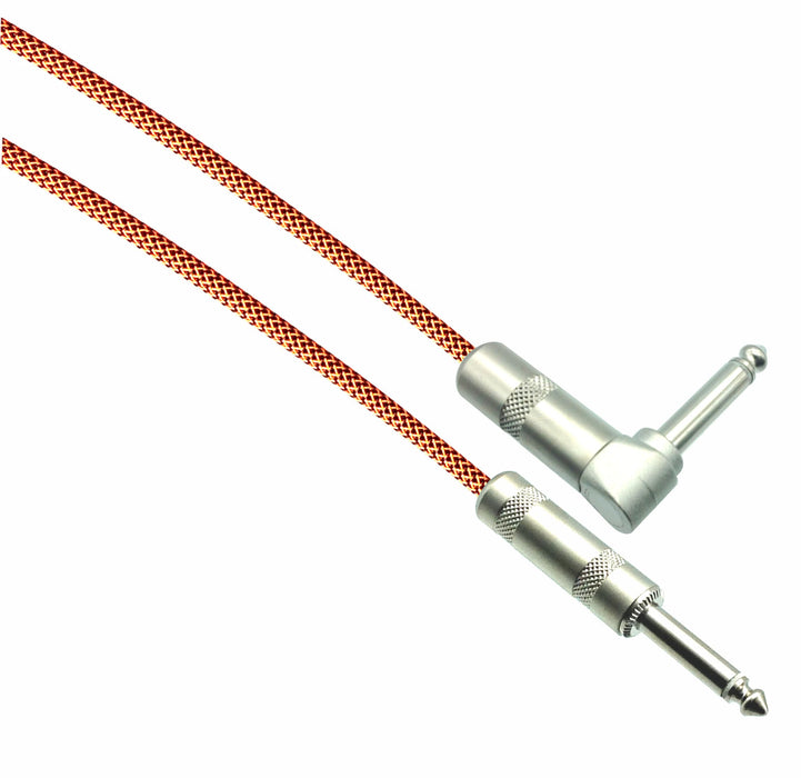 BLACK/NEON ORANGE Designer Series Guitar Cables - 1/4" Straight to Right Angle - AMERICAN RECORDER TECHNOLOGIES, INC.