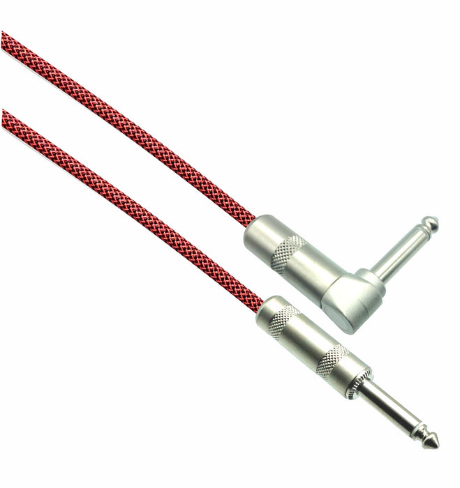 BLACK/NEON RED Designer Series Guitar Cables - 1/4" Straight to Right Angle - AMERICAN RECORDER TECHNOLOGIES, INC.