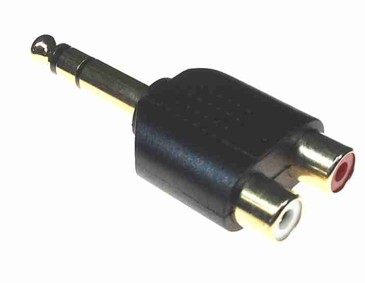 AMERICAN RECORDER 1/4" TRS (male) to dual RCA (female) Audio Adapter - AMERICAN RECORDER TECHNOLOGIES, INC.