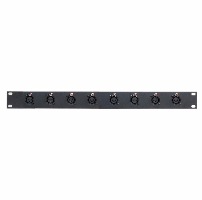 1RU Rack Panel with 8 XLR Female Front / 2 Shielded RJ45 Rear - AMERICAN RECORDER TECHNOLOGIES, INC.