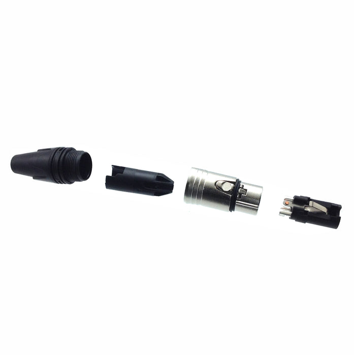 AMERICAN RECORDER Solder Type 3 pin Female XLR Connector - Nickel - AMERICAN RECORDER TECHNOLOGIES, INC.