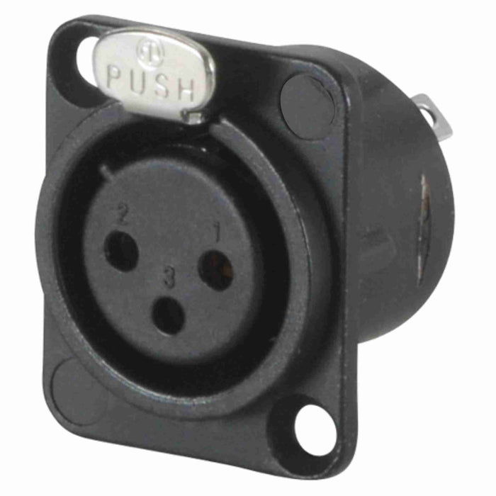 AMERICAN RECORDER Solder Type 3 Pin Female XLR D Type Panel Mount - AMERICAN RECORDER TECHNOLOGIES, INC.