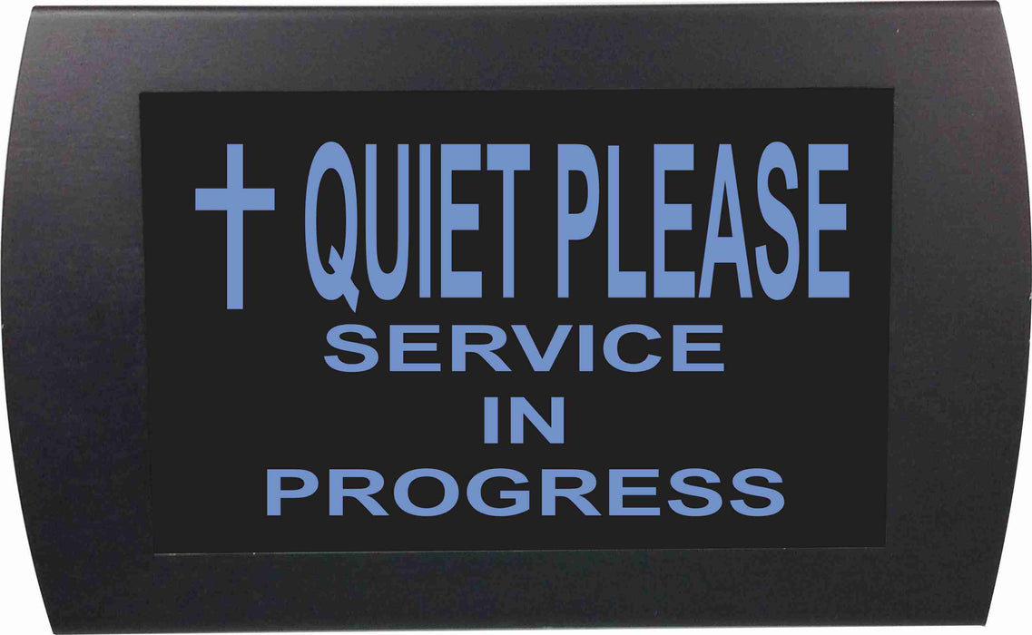 AMERICAN RECORDER - "QUIET PLEASE SERVICE IN PROGRESS" with Cross" LED Lighted Sign - AMERICAN RECORDER TECHNOLOGIES, INC.