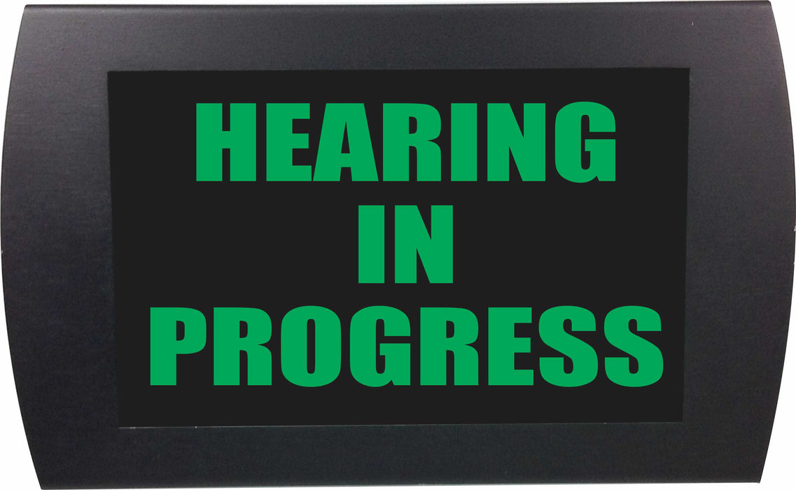 AMERICAN RECORDER -  "HEARING IN PROGRESS" LED Lighted Sign - AMERICAN RECORDER TECHNOLOGIES, INC.