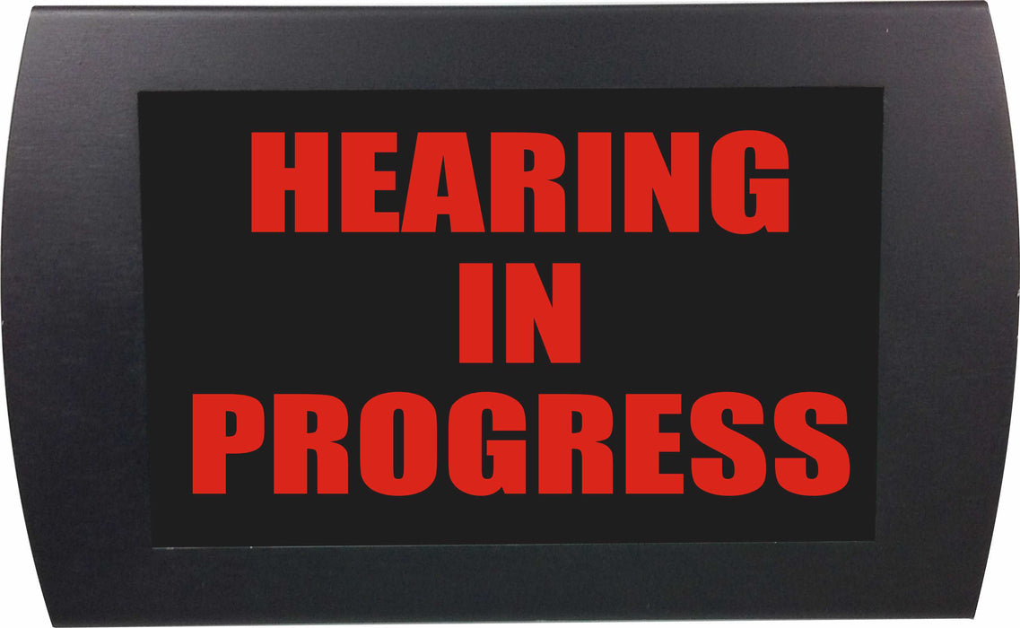 AMERICAN RECORDER -  "HEARING IN PROGRESS" LED Lighted Sign - AMERICAN RECORDER TECHNOLOGIES, INC.