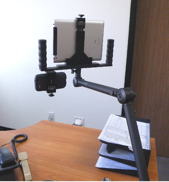 SMART BRACKET Machined Aluminum Tablet Mount with dual 1/4"-20 thread holes - AMERICAN RECORDER TECHNOLOGIES, INC.