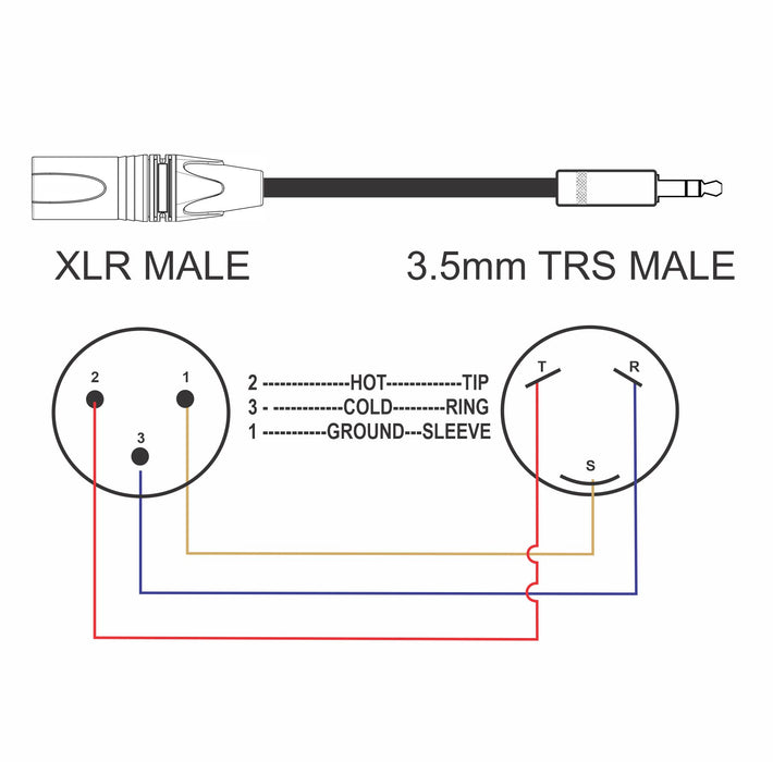 3.5mm TRS Male to XLR Male Balanced Mic/Audio Cable - AMERICAN RECORDER TECHNOLOGIES, INC.