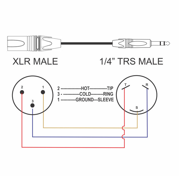 AMERICAN RECORDER 1/4 inch TRS Male to XLR Male Balanced Mic/Audio Cable - AMERICAN RECORDER TECHNOLOGIES, INC.