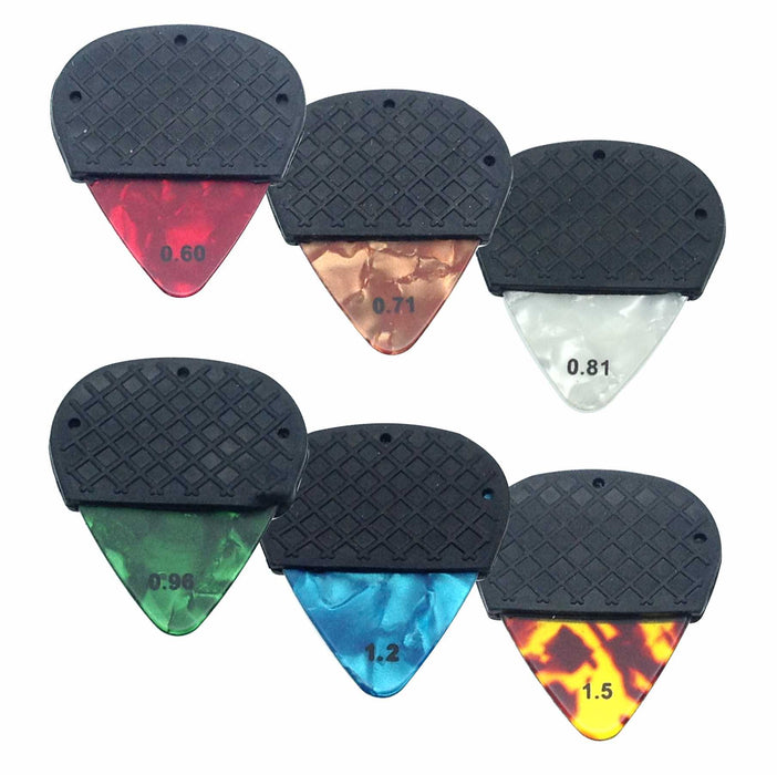 Celluloid  Guitar Pick with Removable Dynamic Knurl Rubber Grip - Assortment Box - AMERICAN RECORDER TECHNOLOGIES, INC.