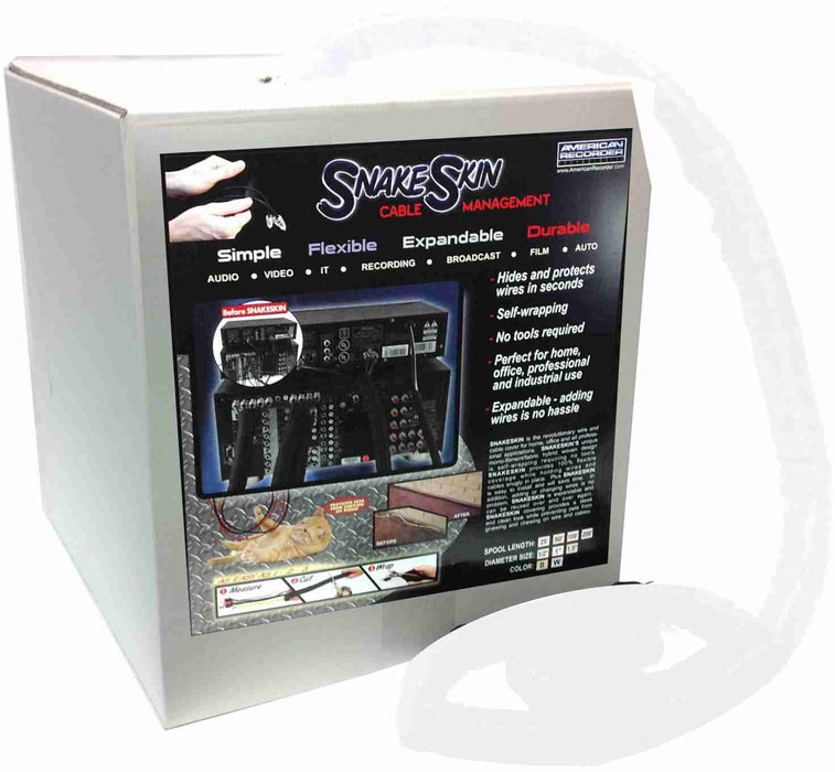 1/2 inch SNAKESKIN Wire & Cable Cover - white - 25 feet - AMERICAN RECORDER TECHNOLOGIES, INC.