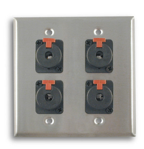 Dual Gang Stainless Steel Wall Plates with Four TRS Female - AMERICAN RECORDER TECHNOLOGIES, INC.