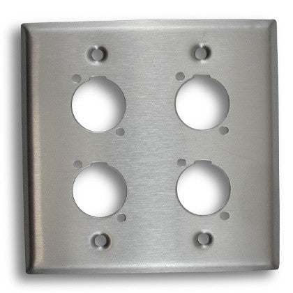Dual Gang Four Position Stainless Steel Wall Plate - Empty - AMERICAN RECORDER TECHNOLOGIES, INC.