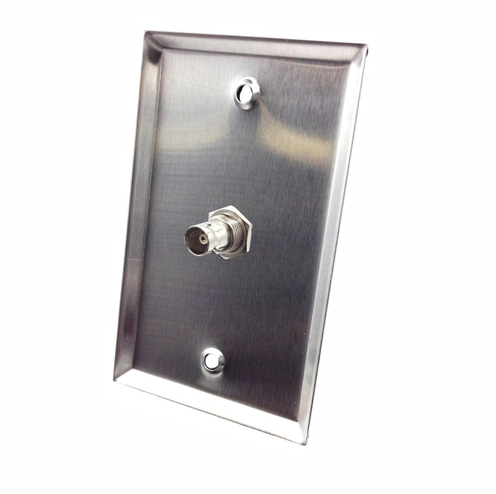 AMERICAN RECORDER Single Gang, Stainless Steel Wall Plate with BNC Female - AMERICAN RECORDER TECHNOLOGIES, INC.