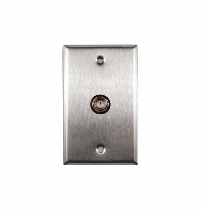 AMERICAN RECORDER Single Gang, Stainless Steel Wall Plate with BNC Female - AMERICAN RECORDER TECHNOLOGIES, INC.