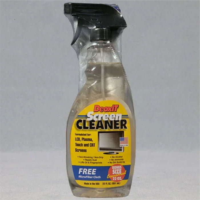 DEOXIT Industrial size 22 ounce Screen Cleaning Spray Bottle with 12x12 Microfiber cloth