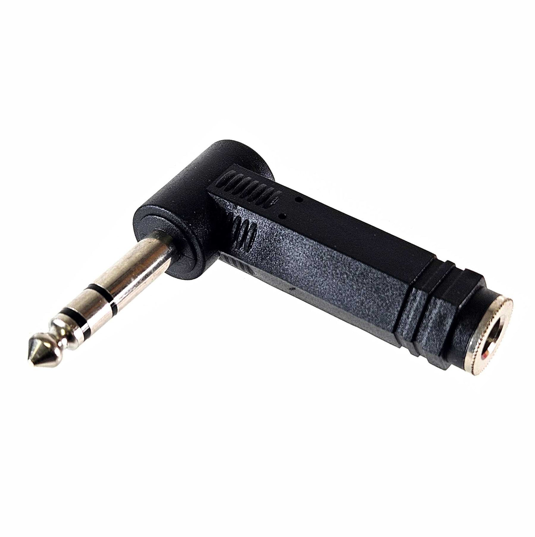 1/4 inch Male TRS to 1/4 inch TRS Female, Right Angle Adapter