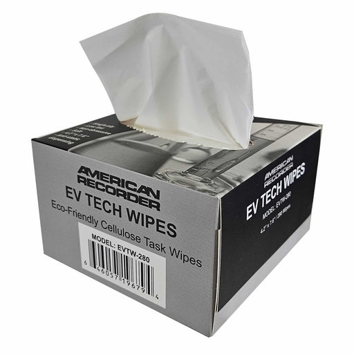 AMERICAN RECORDER Eco-friendly Cellulose EV TECH TASK WIPES - 4.2 inch x 7.6 inch, box of 280 - AMERICAN RECORDER TECHNOLOGIES, INC.