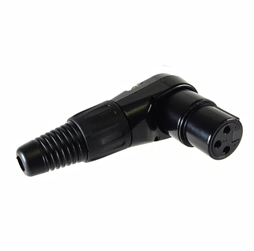 AMERICAN RECORDER Solder Type 3 pin Female XLR Right Angle Connector - Black - AMERICAN RECORDER TECHNOLOGIES, INC.