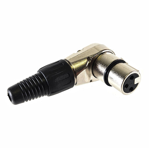 AMERICAN RECORDER Solder Type 3 pin Female XLR Right Angle Connector - Nickel - AMERICAN RECORDER TECHNOLOGIES, INC.