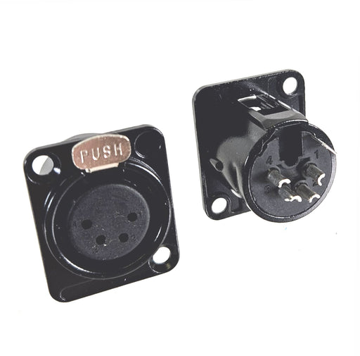 AMERICAN RECORDER Solder Type 4 Pin Male XLR D Type Panel Mount - AMERICAN RECORDER TECHNOLOGIES, INC.