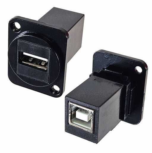 USB 2.0 A to B pass through D type panel mount - AMERICAN RECORDER TECHNOLOGIES, INC.