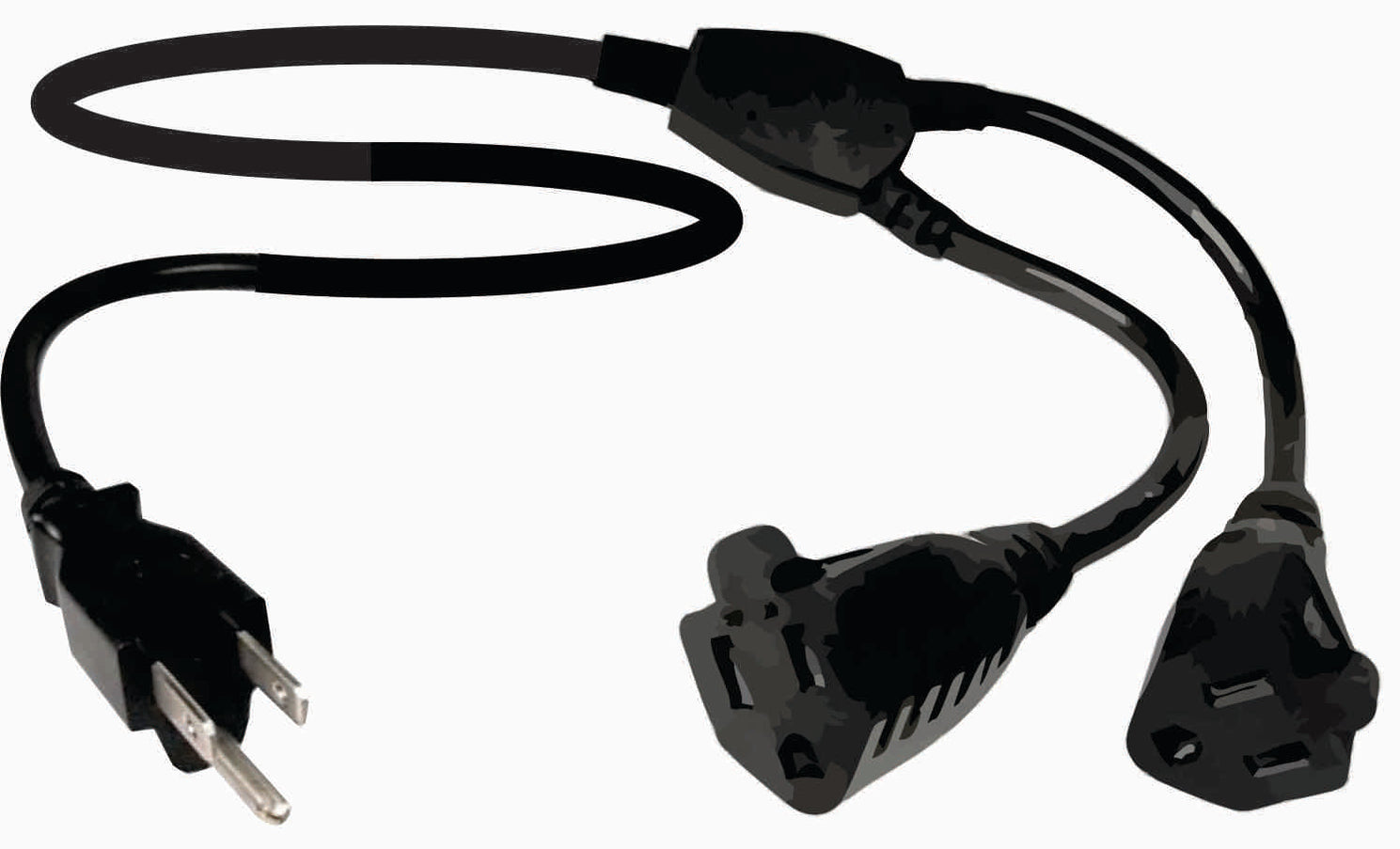 AMERICAN RECORDER NEMA 5-15 AC Splitter Y Power Cords, Black, 16 awg ...