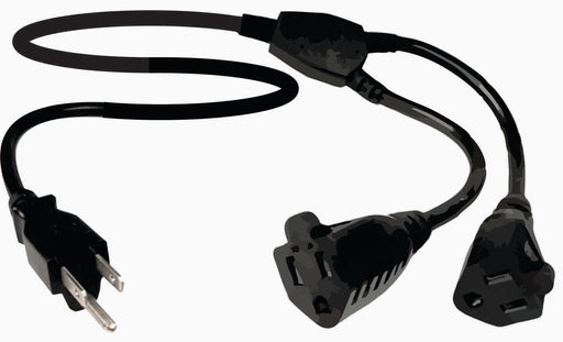 NEMA 5-15 AC Splitter Y  Power Cords, Black, 14 awg - 3 feet, UL Listed - AMERICAN RECORDER TECHNOLOGIES, INC.