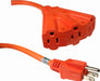 Male to 3 Female AC Power Extension Cords, Orange, 12 awg - AMERICAN RECORDER TECHNOLOGIES, INC.