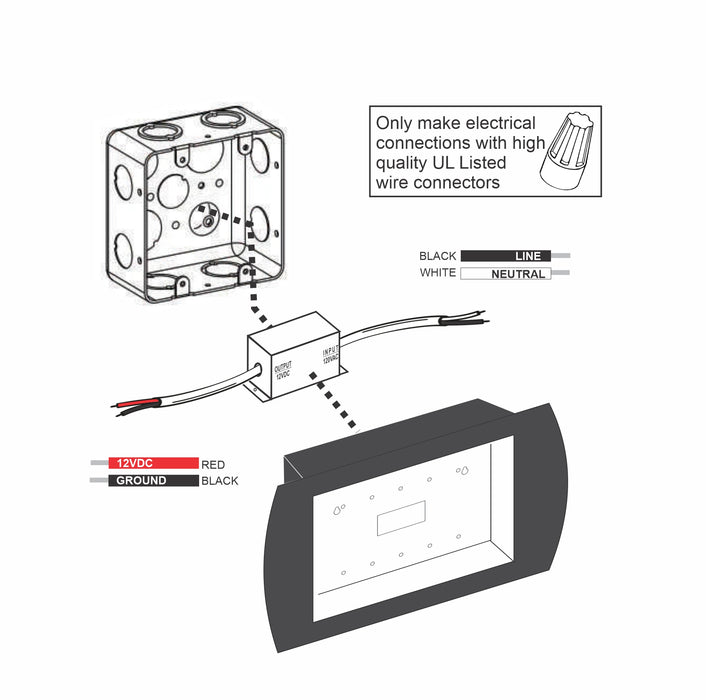 110VAC to 12VDC Hardwire Power Supply for LED Indicator Signs