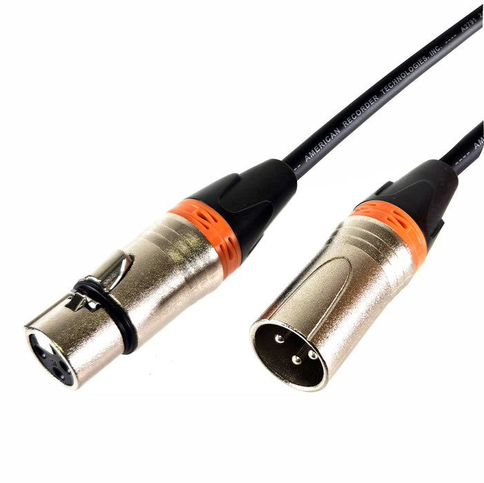 AMERICAN RECORDER XLR to XLR Balanced Microphone Cable - Orange - AMERICAN RECORDER TECHNOLOGIES, INC.