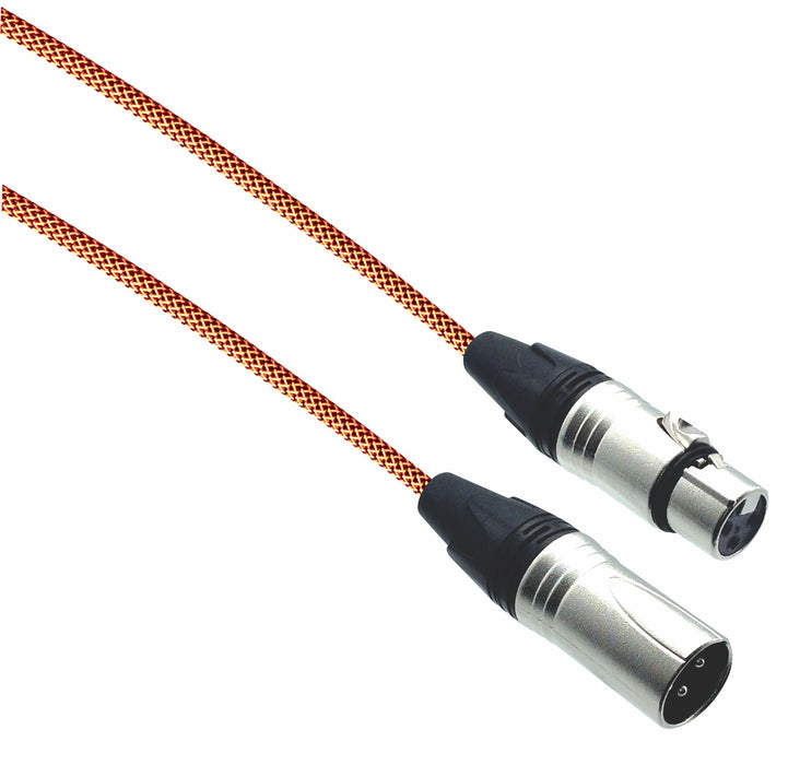 Designer Series XLR Microphone Cable with Black/Neon Orange Design Protective Sleeve - AMERICAN RECORDER TECHNOLOGIES, INC.