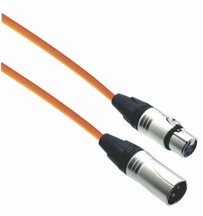 Designer Series XLR Microphone Cable with Neon Orange Design Protective Sleeve - AMERICAN RECORDER TECHNOLOGIES, INC.