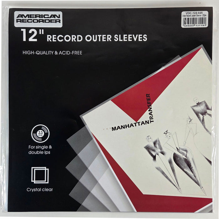 12.5" Heavy Duty Vinyl Disc LP Record Jacket Cover - pack of 25, Clear - AMERICAN RECORDER TECHNOLOGIES, INC.