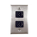 Single Gang Stainless Steel Wall Plate with Dual XLR Male Plug - AMERICAN RECORDER TECHNOLOGIES, INC.