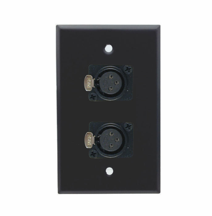 Single Gang Stainless Steel Wall Plates with Dual XLR Female - AMERICAN RECORDER TECHNOLOGIES, INC.