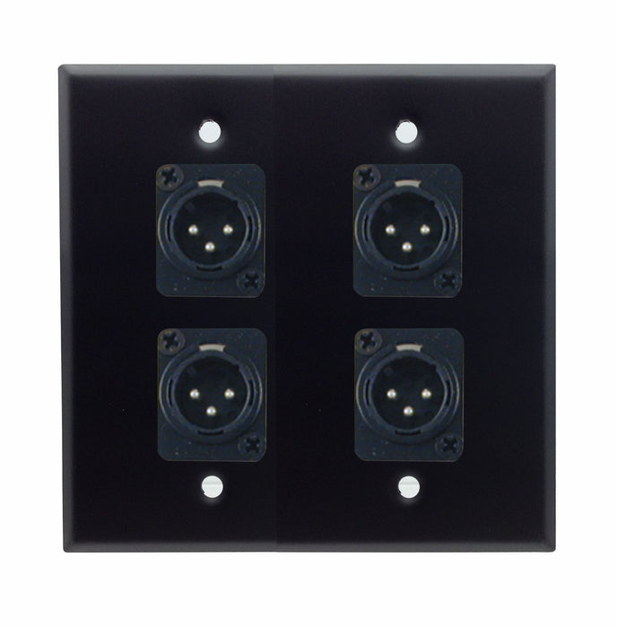 Dual Gang Stainless Steel Wall Plates with Four XLR Male - AMERICAN RECORDER TECHNOLOGIES, INC.