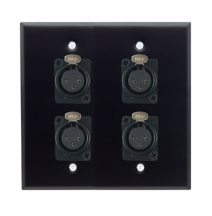 Dual Gang Stainless Steel Wall Plates with Four XLR Female - AMERICAN RECORDER TECHNOLOGIES, INC.